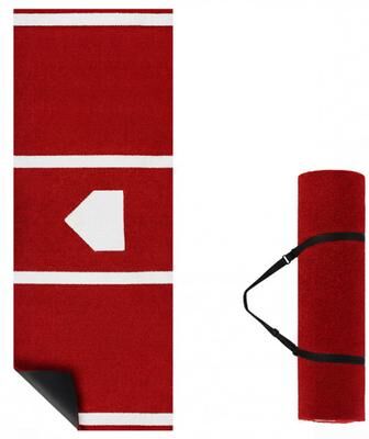 Costway 10 x 3.8 ft Baseball and Softball Hitting Mat with Home Plate-Red