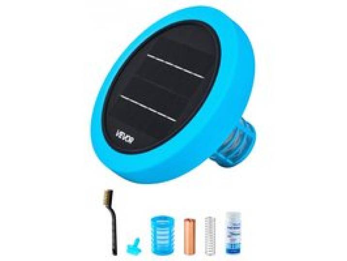 VEVOR Ioniseur Solaire de Piscine, Purificateur à Ions de Cuivre Rond, jusqu'à 132489 L, Nettoyeur Flottant Automatique, pour Piscine Spas Bains à Remous, Anode en Cuivre et Brosse, Eau sans Chlore