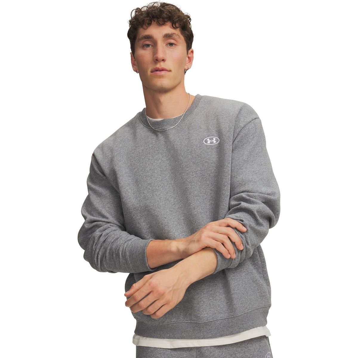 Under Armour Rival Fleece Crew gray white (025) XL 6013447-025-XL