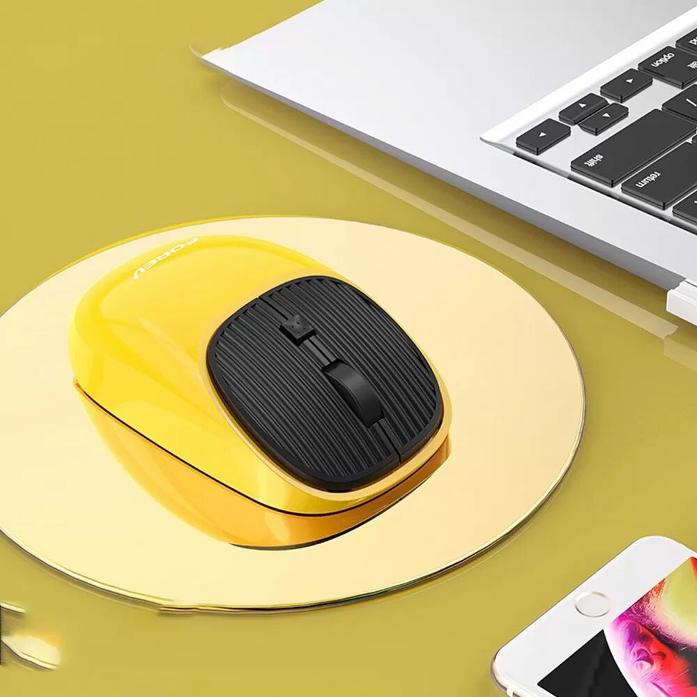 INF Wiederaufladbare, ergonomische, leise, kabellose Maus - 2,4G, einstellbare DPI Gelb