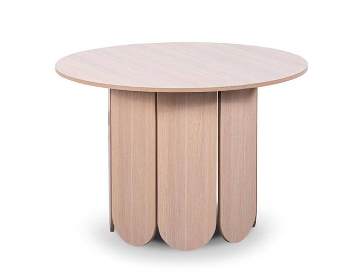 MOSAIKASA Table ronde style japandi extensible 310cm Tulipa rallonges intégrées Bois clair