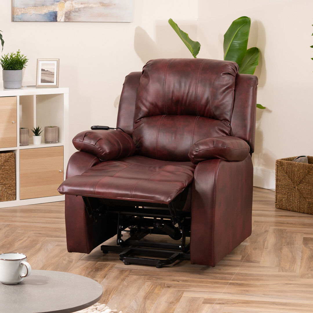 Ophelia & Co. Patchway Faux Leather Electric Reclining Heated Massage Chair Burgundy 96cm H X 86cm W X 93cm D