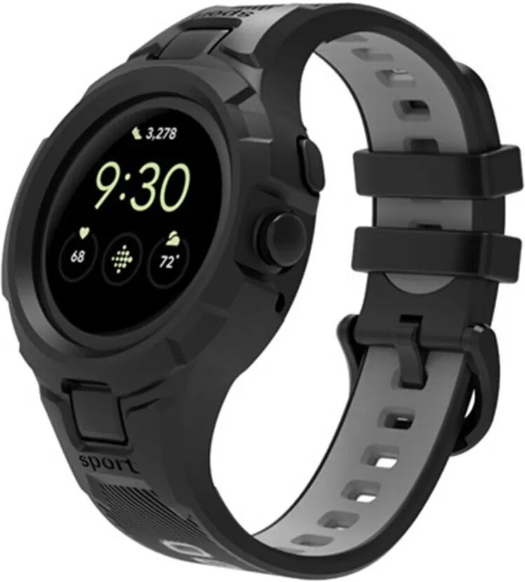 INF TPU Sportarmband kompatibel mit Google Pixel Watch 2 / Google Pixel Watch mit integriertem Gehäuse grau + schwarz