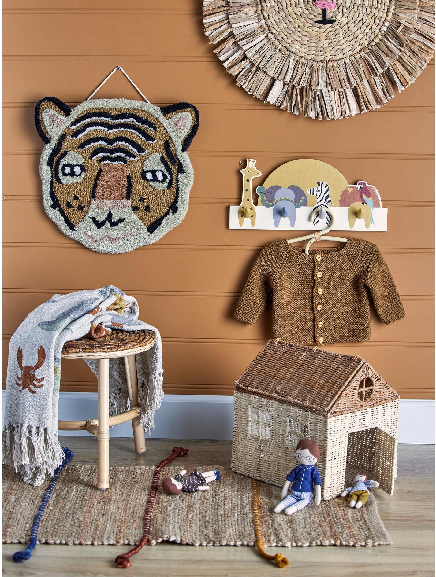 Garderobenleiste BLOOMINGVILLE "Mallen 40 x 20 x 6 cm", Kinder, bunt (braun, mehrfarbig), Garderobenhalter Garderobenleiste braun, mehrfarbig Einheitsgröße