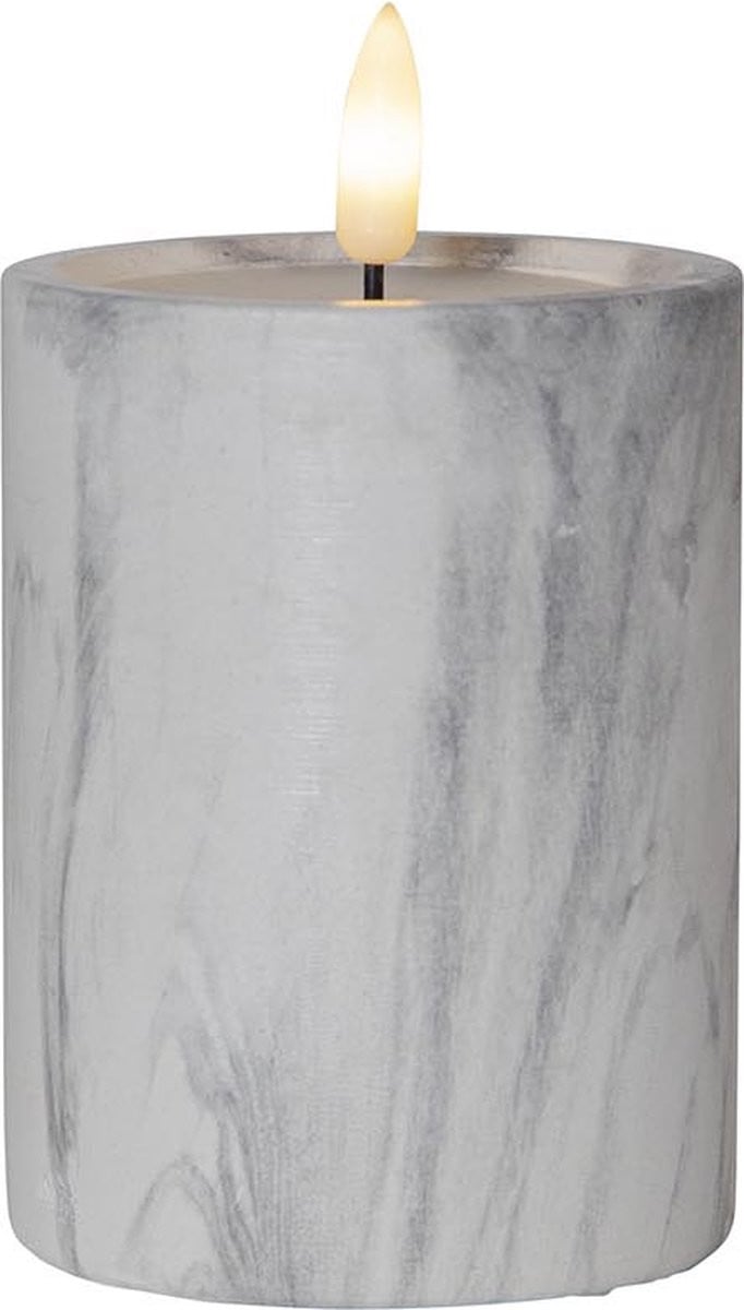Star Trading LED Zuilkaars Flame Marble - Warm Wit - 12,5 cm
