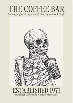 Uplift Essentials Caffeinated Narrative Canvas High Definition Skeleton Line Art Architectural Art style 5 7.8 In X 11.8 In
