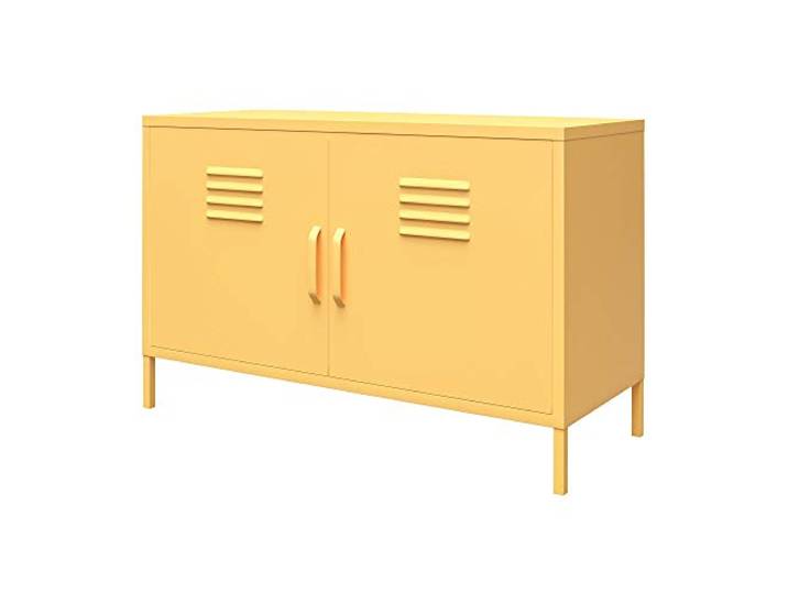 Cache Metall-Akzentschrank Gelb, 100 x 40 x 64 cm, Sideboard mit 2 Türen und 2 Regalböden, Metallschrank im Industrial-Design für Wohnzimmer, Flur und Büro