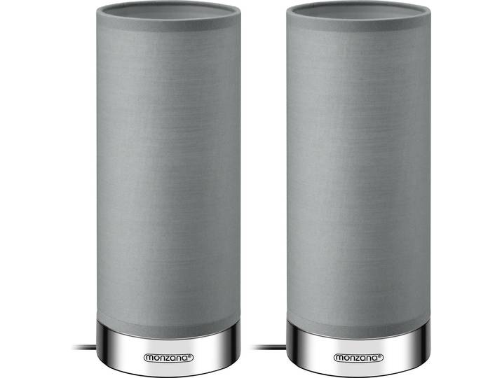 Monzana Tafellamp 2 Stuks LED – Dimbaar E14 - Chroom Grijs