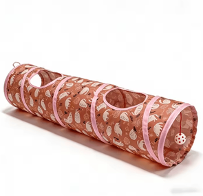 Inspire Curations HideSprint Collapsible Cat Tunnel With Bell Toy pink l