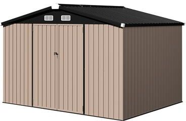 Sonegra Outdoor Metal Storage Shed with Double Doors and Floor, for Backyard Patio
