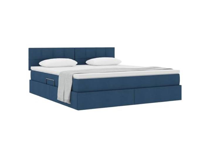 KTHLBRH Boxspringbett 180 x 200 cm mit Matratze und Kopfteil blau Minimalistisches Design, stabiler Rahmen, Hebemechanismus, rechteckige Form