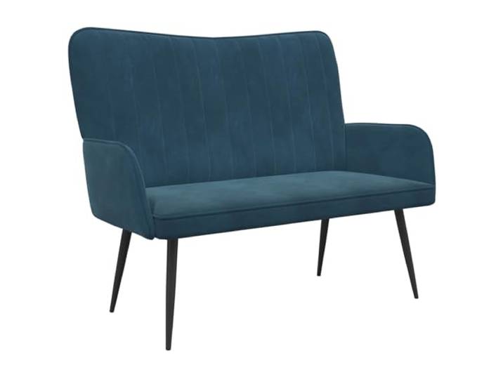 hliofuir 2-Sitzer Sofa Samt Couch Polstersofa Fuer Wohnzimmer Blau 115cm Kompaktes Samtsofa mit stabilen Metallbeinen und breiten Armlehnen fuer Wohnzimmer oder Schlafzimmer.