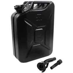 TRUTZHOLM Metallkanister schwarz 20 Liter inkl. Ausgießer + Halter Benzin Diesel