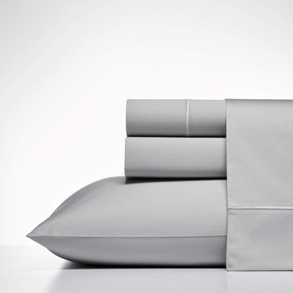 Luxe katoenen satijnen lakenset voor Queenbed - Lichtgrijs - 400 draadtellen