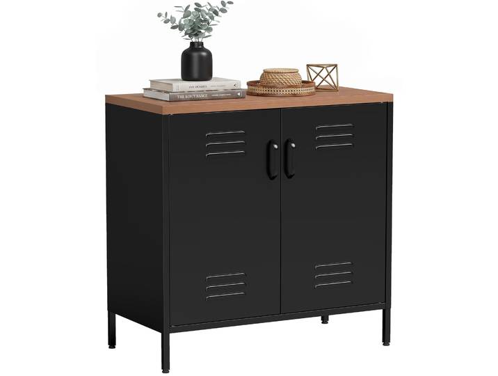 HOMCOM Stahl Kommode Sideboard Metallschrank mit 4 Fächern, Doppeltüren