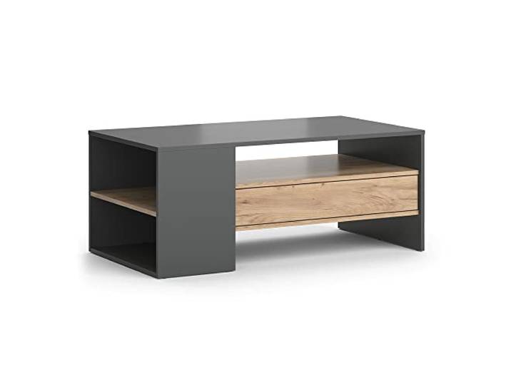 Vicco Couchtisch Fabien, Goldkraft Eiche, 110 x 60 cm mit offenen Ablageflächen zur Organisation von Wohnaccessoires