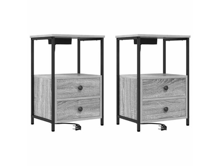 NOUVEAU Cabinet de chambre - Cabinet de chevet - (Lot de 2) - table de lit - Sonoma gris - 40x31x60cm 83744