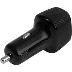 Deltaco Car Charger with Quick Charge USB-C & USB-A, 63W, Auto Adapter, Schwarz