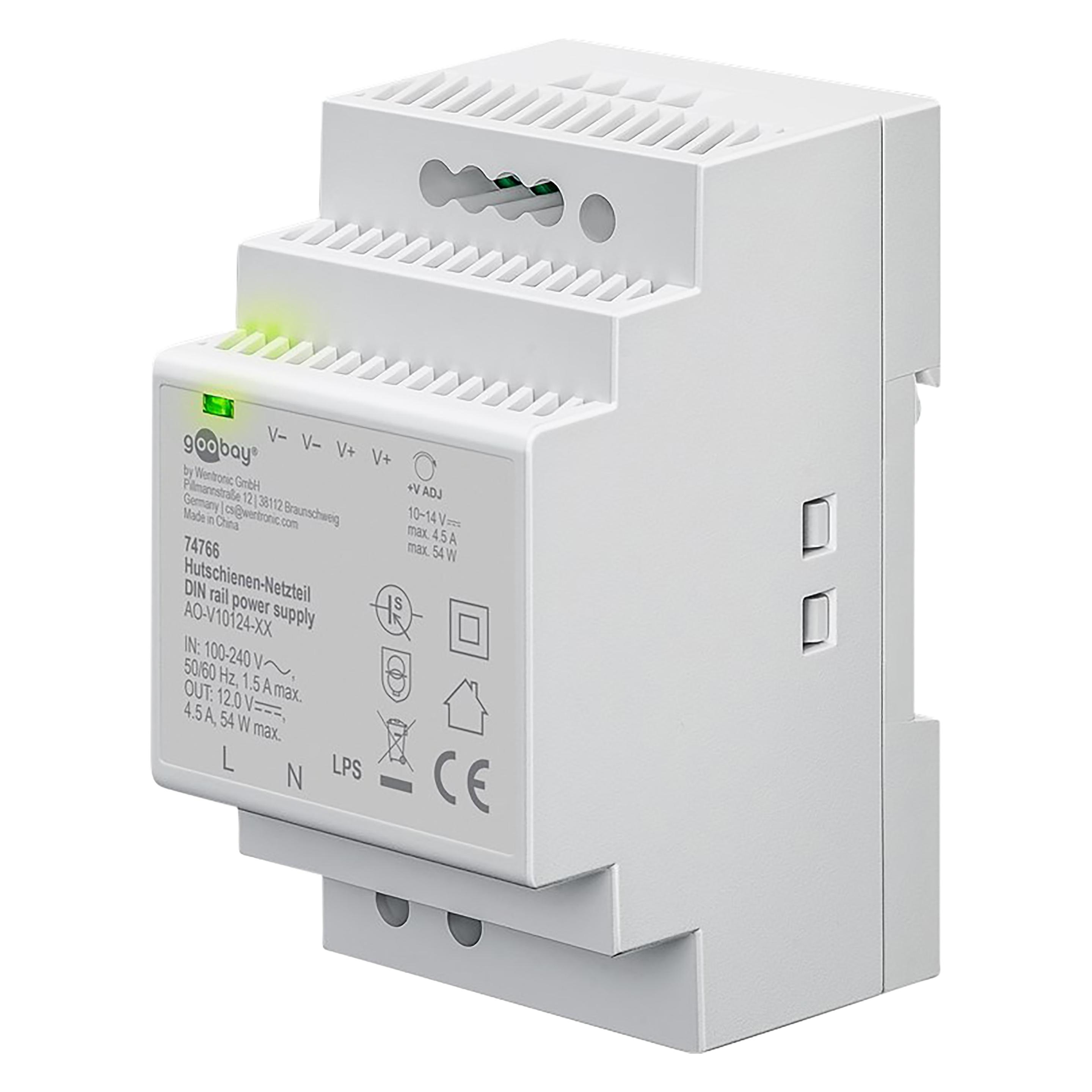 Goobay Hutschienen-Netzteil DIN-Rail 12 V DC, 4,5 A, 54 W (74766)