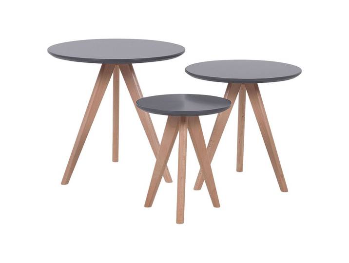 COUCHTISCH 3er Set Rund Grau, Hell Holz Vegas