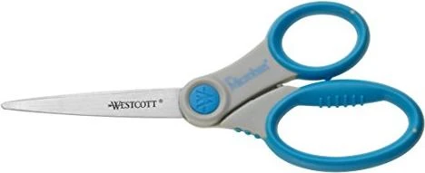 WESTCOTT Papierschere Microban Softgrip grau-blau 18,0 cm