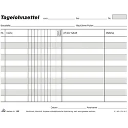 RNK Tagelohnzettelblock A5 quer 3x40 Blatt selbstdurchschreibend