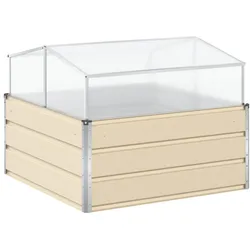 Helloshop26 - Quadratischer Pflanzkübel im modernen Industriedesign für den Garten 100 x 100 x 77 cm elfenbeinfarbener verzinkter