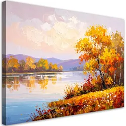 LEINWANDBILD See Landschaft Bäume wie gemalt 100x70cm