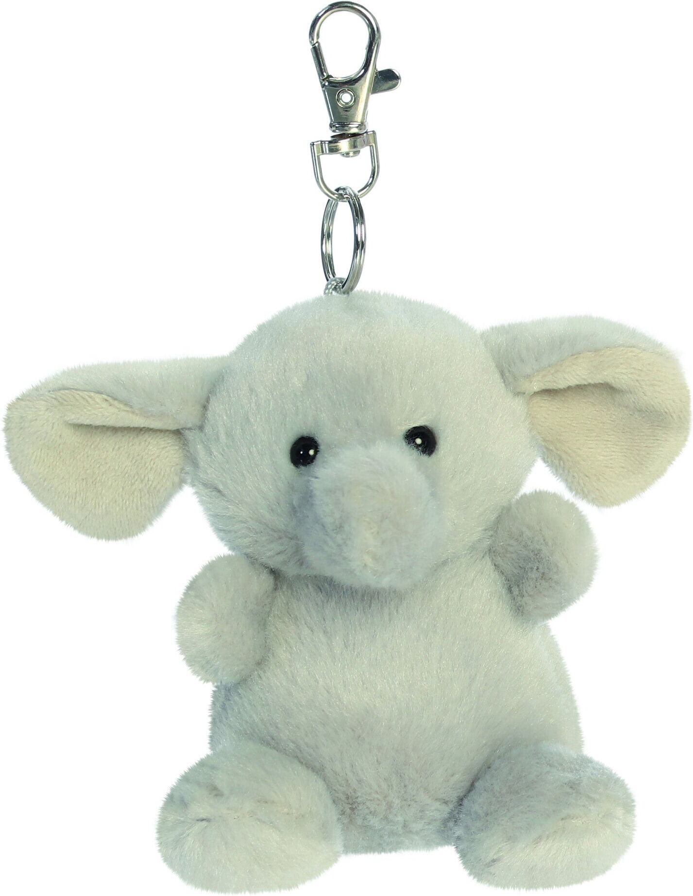 Palm Pals Stomps Elephant Clip-On Plush Keyring, 4in, Grey, Aurora World