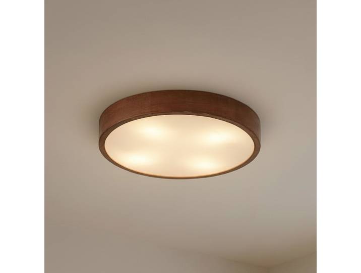 Plafonnier Tanju, Ø 50 cm, bois de caoutchouc, à 4 lampes - Lindby - Salon / séjour - Rond