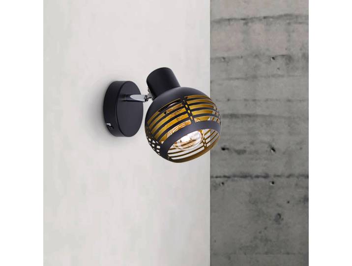 Näve Wandleuchte Casco, einflammig, schwarz dimmbar, schwarz, für Wohn- / Esszimmer, Metall, Strahler