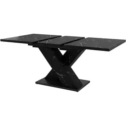 STILVORA Ausziehbarer Esstisch MDF Schwarz 119,5-159x80x75 cm in Marmoroptik