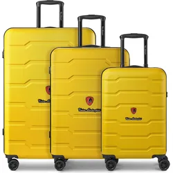 Tonino Lamborghini Bologna 4 Rollen Kofferset 3-teilig, Koffer, Gelb