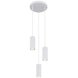 Hängeleuchte Pendelleuchte Esszimmerlampe weiß 3 flammig Deckenlampe hängend, Aluminium Metall, 3x GU10 Fassungen, DxH 21x120 cm