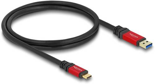 Delock USB-Kabel USB-A Stecker, USB-C Stecker 1.00m Schwarz, Rot 80617