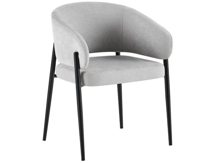 Gepolsterter Stuhl Resilly, grauer Chenille-Stoff / schwarze