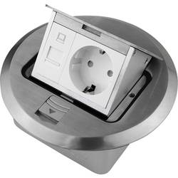 LEDmaxx ALU1R1S 1fach Fußboden-Einbausteckdose mit Cat5 Buchse IP20 Aluminium