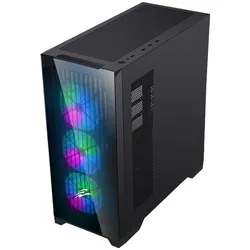Evolveo Ptero Q2+, 2x??eln?? panel-sklo/m??????ka, 4x (ATX), PC Gehäuse, Schwarz