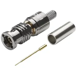 HICON MINI BNC 3G-SDI Crimp-Kabelstecker, gerade, nickelfarben
