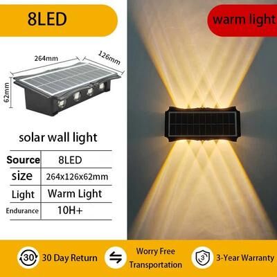 Inspire Curations SolarGlow Waterproof Up And Down LED Outdoor Wall Light warm 8led 1pcs