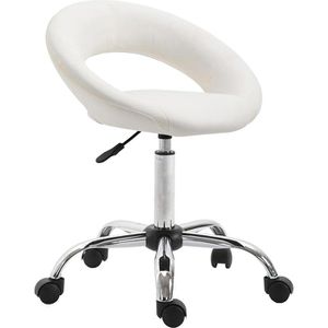 Duhome Drehhocker TYP 171XF, DH0422, Kunstleder, mit Rollen, mit Lehne, weiß