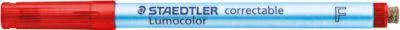 Folienstifte Staedtler Lumocolor® correctable 305, Linienbreite F, trocken abwischbar, 10 St., rot