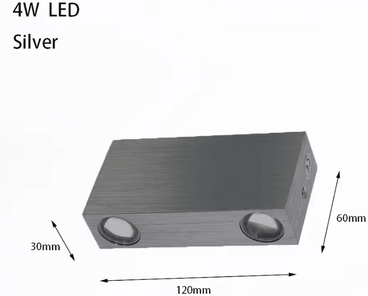 Inspire Curations Modern Square Aluminum LED Up Down Wall Light 4w Silver warm White (2700 3500k)