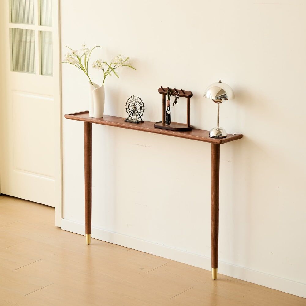 Nordlys Console table murale scandinave en bois de noyer Marron 20x79x110cm