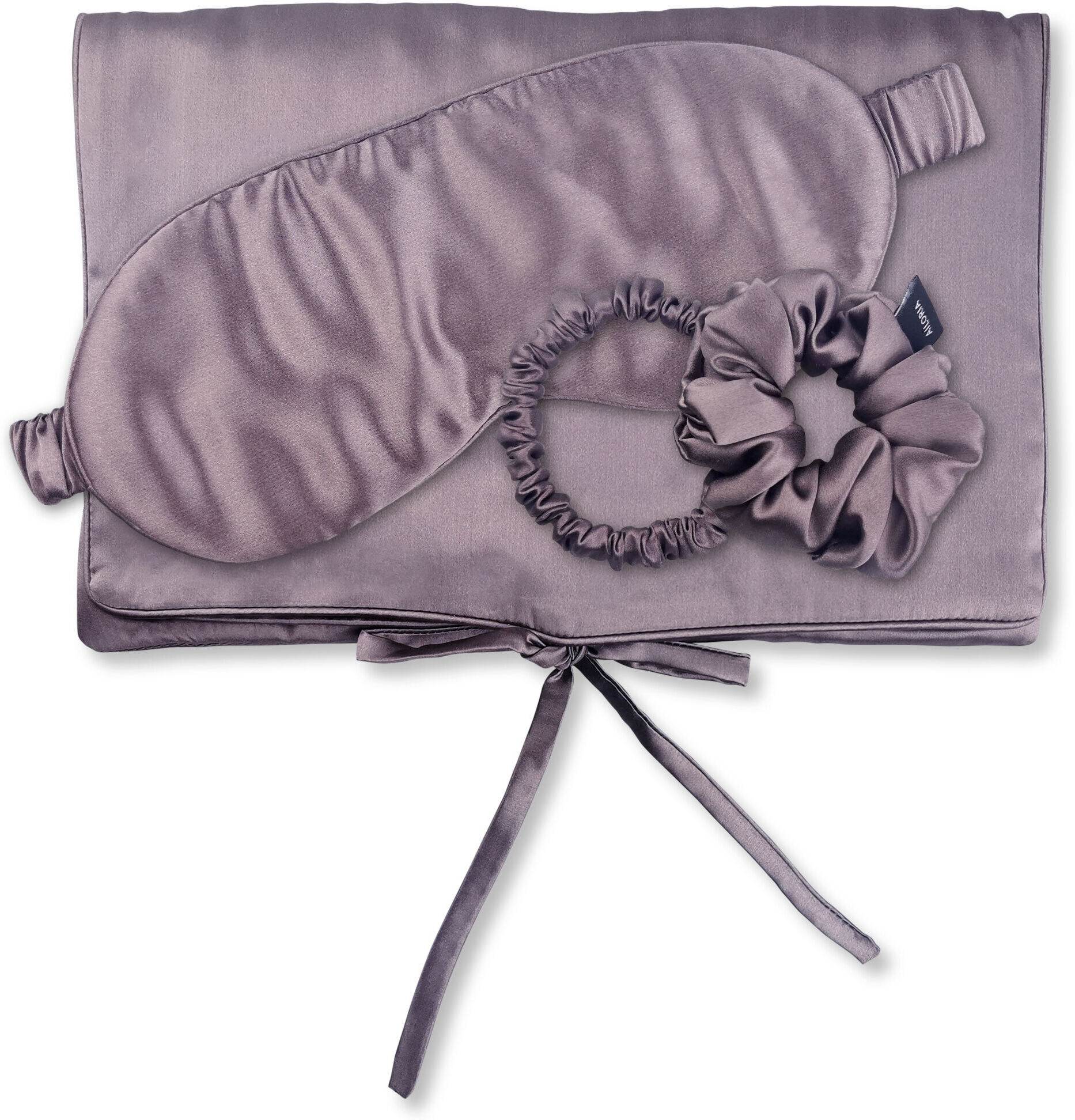Seidentuch AILORIA "Tasche, Schlafmaske, Scrunchie S & Scrunchie M TRAVEL SET", Damen, lila (shy lavender), Obermaterial: 100% Seide silk., Modetücher Seidentuch
