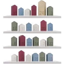 Adventskalender Dorf Pappe bunt mehrfarbig 7.7x18x7.7 cm