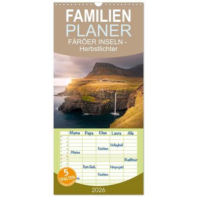 Familienplaner 2026 - FÄRÖER INSELN - Herbstlichter mit 5 Spalten (Wandkalender, 21 x 45 cm) CALVENDO