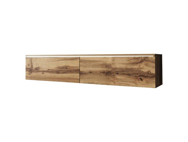 P & B Lowboard, Eiche Wotan, Kunststoff, 140x30x33 cm, Fsc, Made in EU, stehend, hängend, Beleuchtung, in verschiedenen Holzdekoren erhältlich, Wohnzimmer, TV Möbel, Lowboards, Lowboards stehend