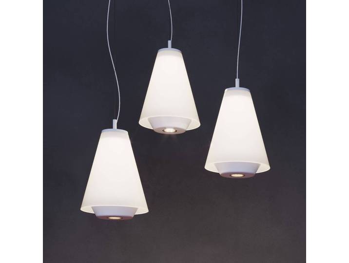 Prandina Designer Hängelampe Shuttle, dimmbar, weiß / opal, für Wohn- / Esszimmer, Aluminium, Design, Pendelleuchte
