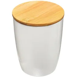 FIVE - Weißes Gefäß aus Keramik und Bambus 1,5L 13,5x17,5cm